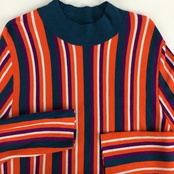 Victor Glemaud Target Orange Vertical Stripe Crop Mock Turtleneck Sweater | L - Picture 5 of 12